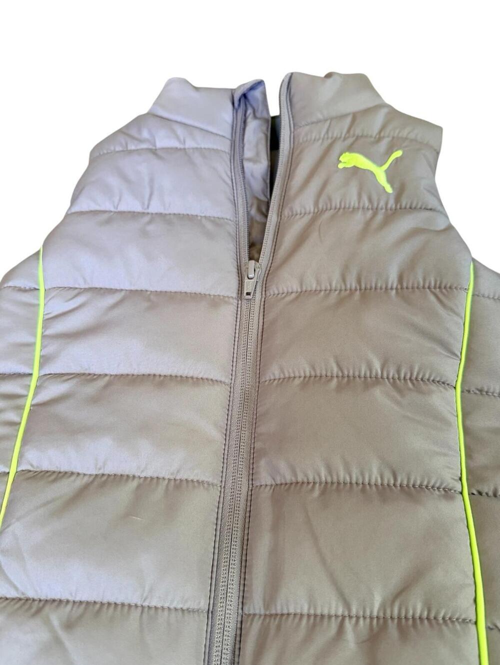 Puma Purple Quilted Puffer Vest with Neon Yellow Accents